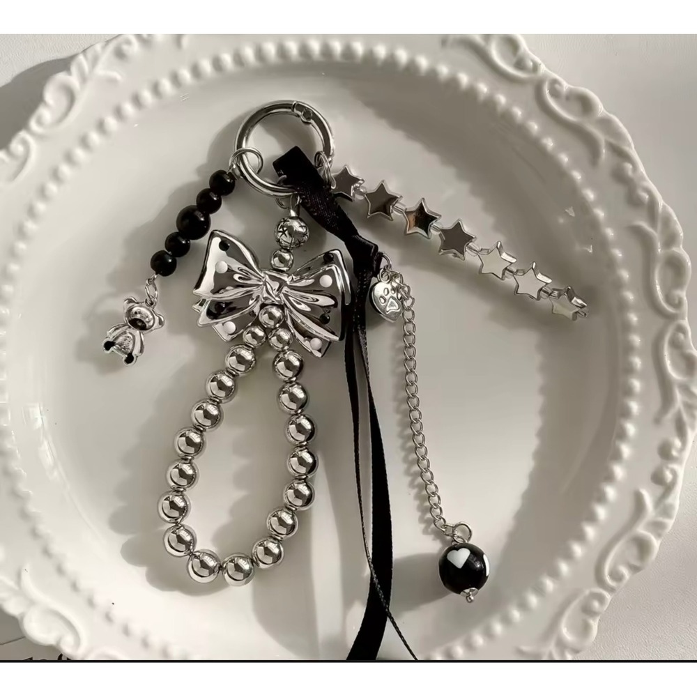 Silver‎ Bow Bear Star Keychain Charm Bag Accessory Coquette Y2K Aesthetic